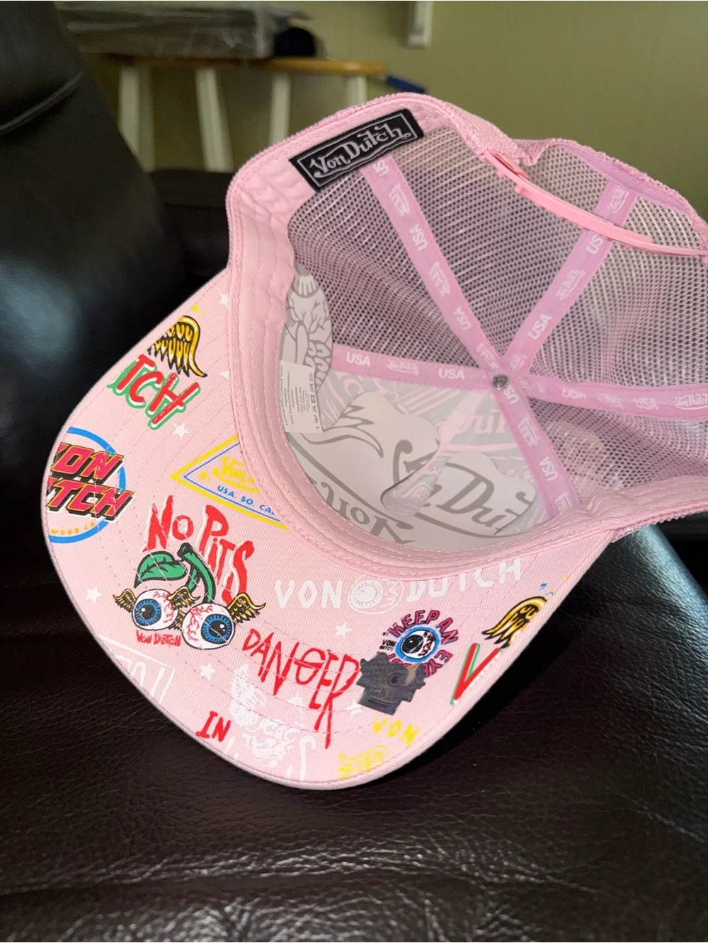 Von Dutch Pink Patch Graphic Trucker Hat
